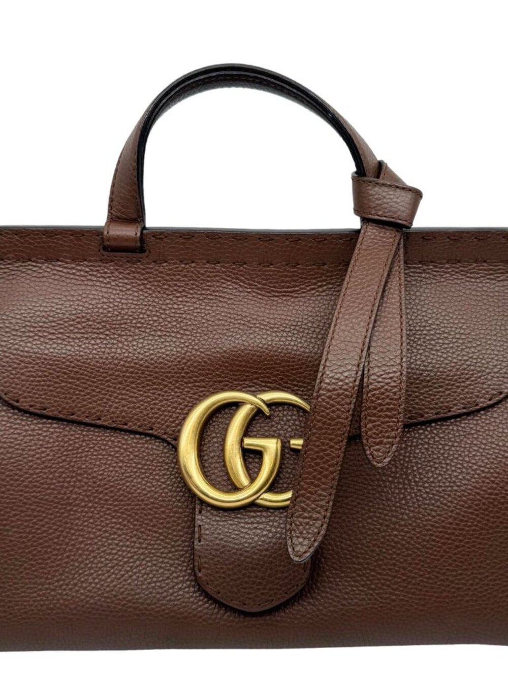 Gucci  GG Marmont Leather Top Handle Shoulder Bag Brown 421890